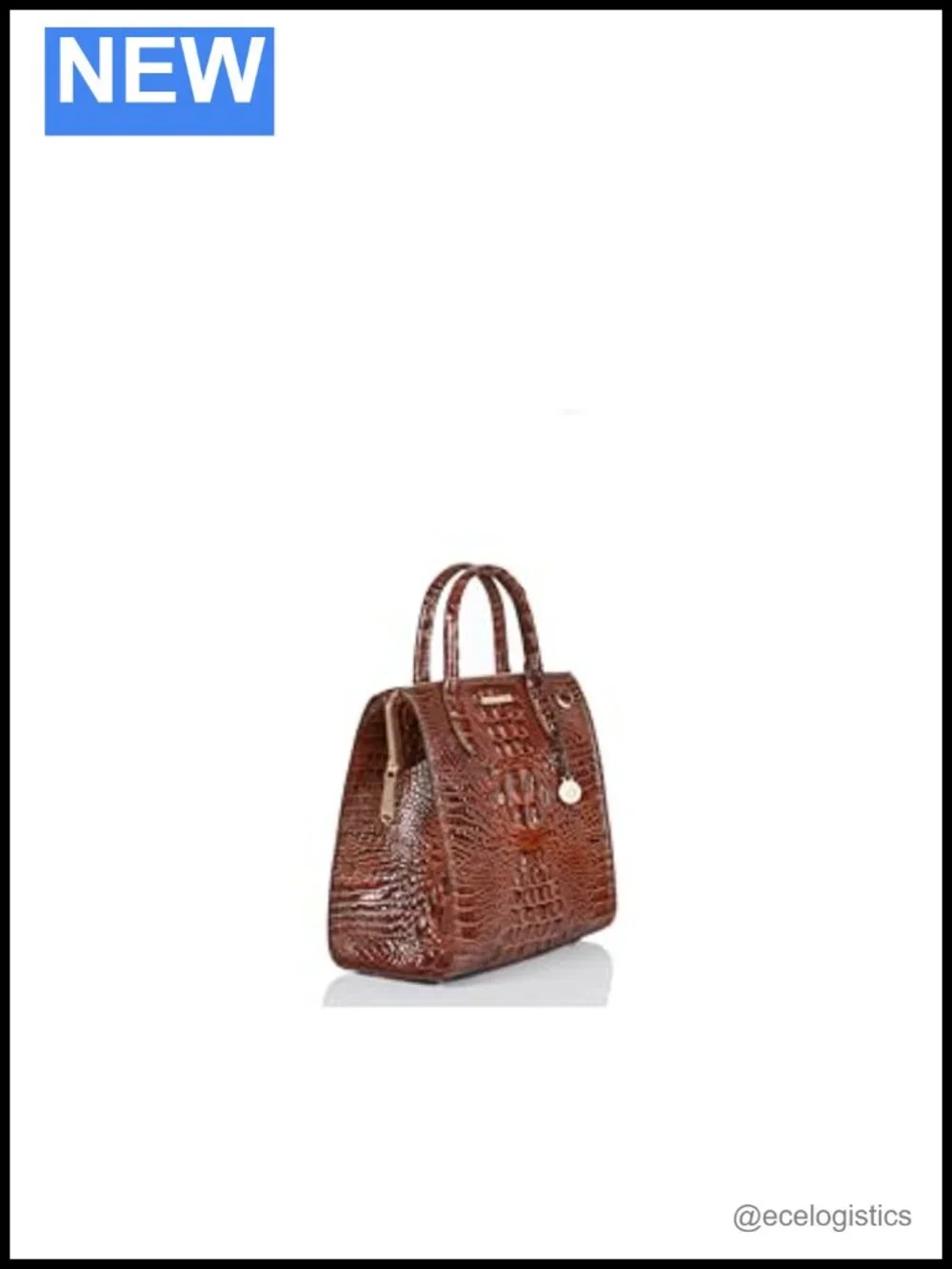 Brahmin Croc Embossed Leather Satchel with Crossbody Strap